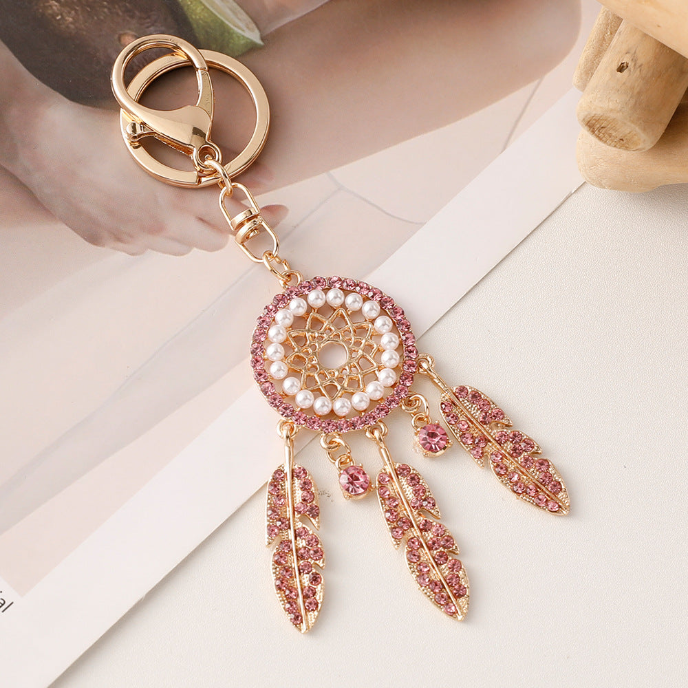 Wholesale Zinc Alloy Diamond Hollow Dream Catcher Keychain
